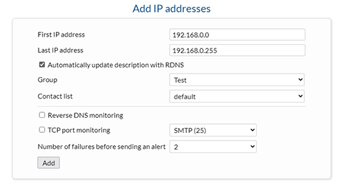 Add IP address range